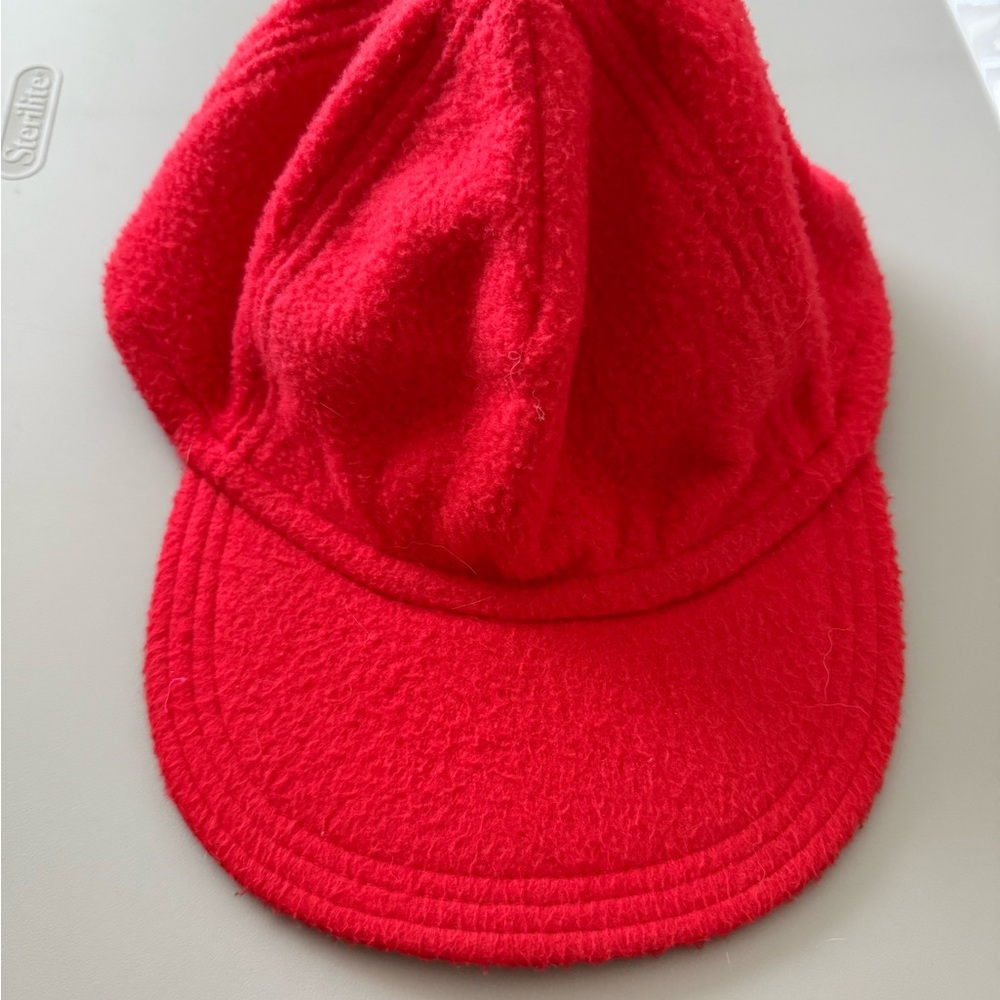 Vintage Thinsulate Red Fleece Cap with Adjustable Strap
